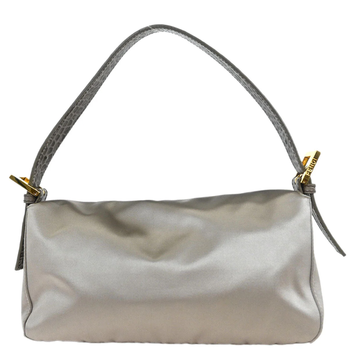 Fendi * Gray Satin Crocodile Baguette Handbag - Image 2