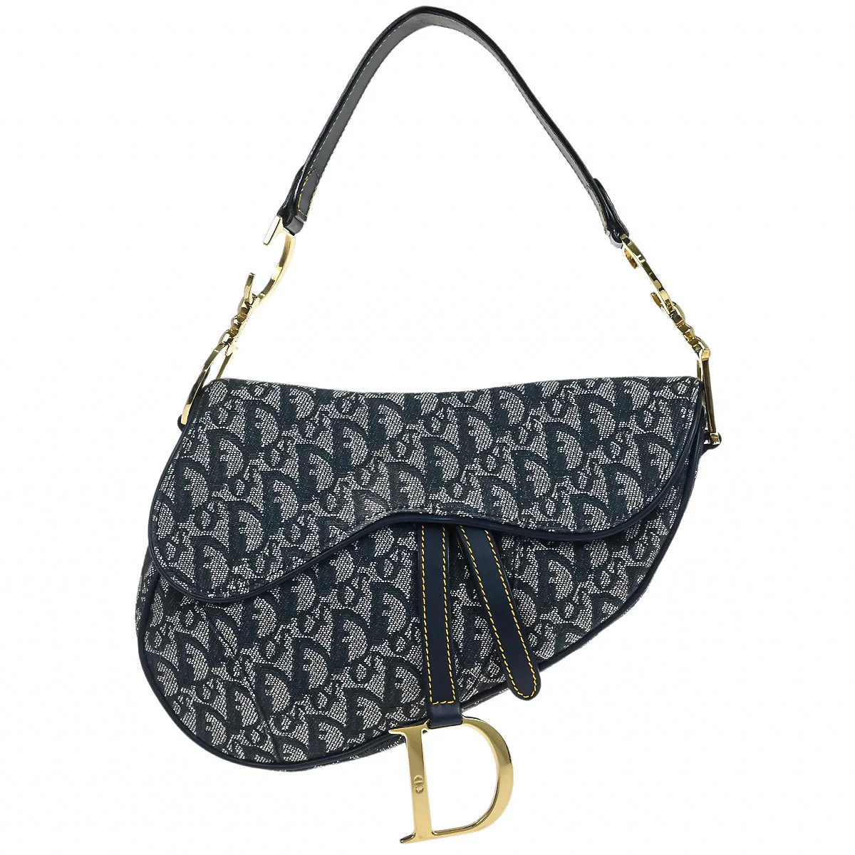 Christian Dior 2000 Navy Trotter Saddle Handbag