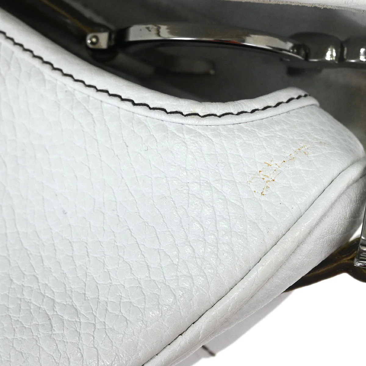 Christian Dior White Leather Saddle Handbag - Image 10