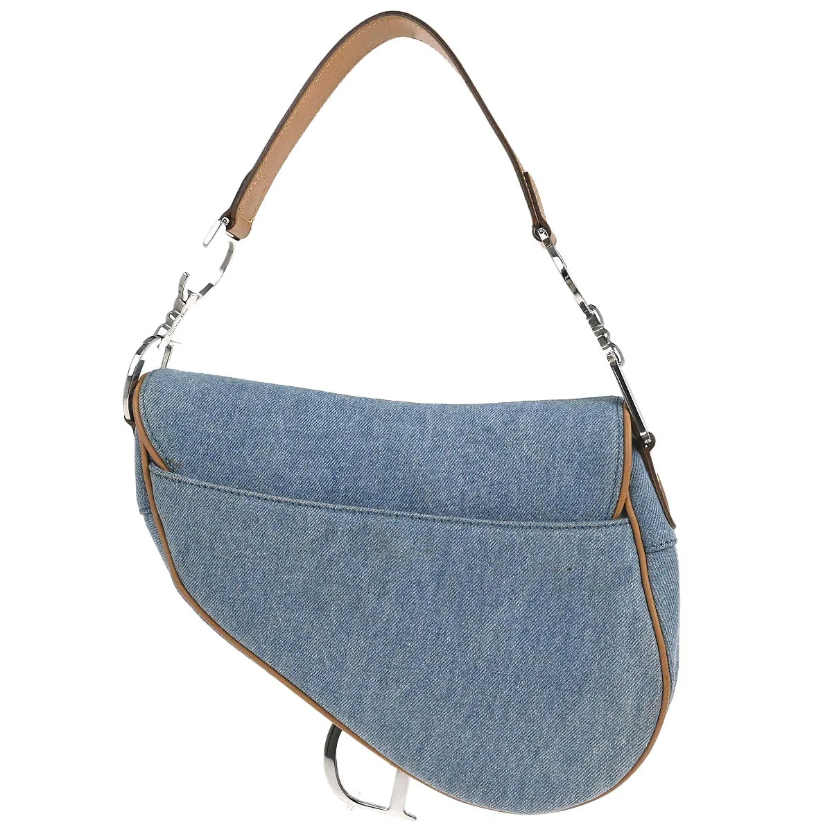 Christian Dior Light Blue Canvas Saddle Handbag - Image 2