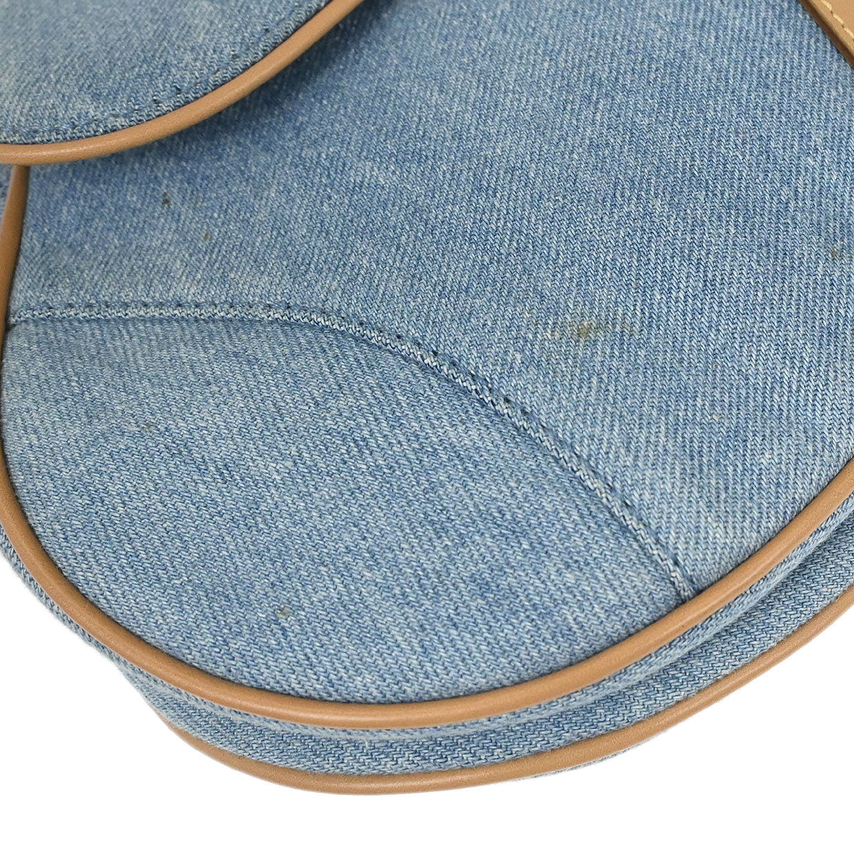 Christian Dior Light Blue Canvas Saddle Handbag - Image 3