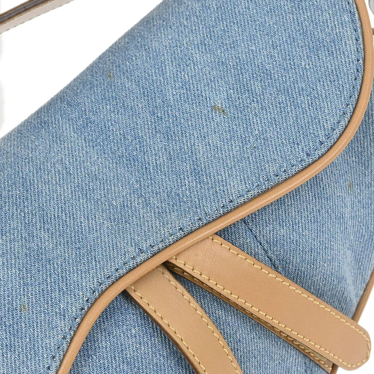 Christian Dior Light Blue Canvas Saddle Handbag - Image 4