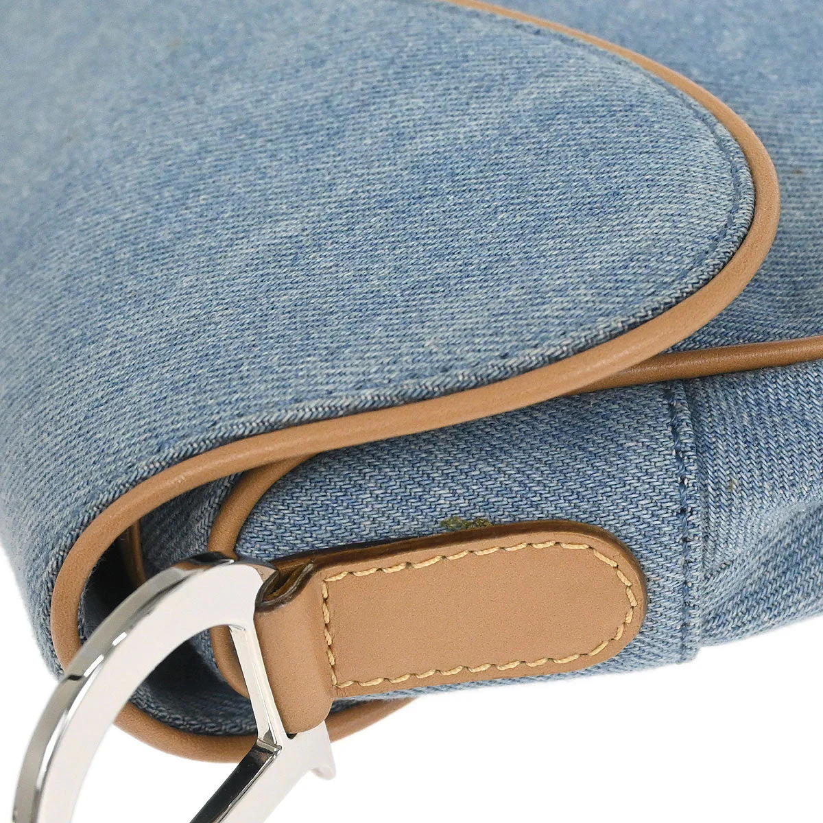 Christian Dior Light Blue Canvas Saddle Handbag - Image 5