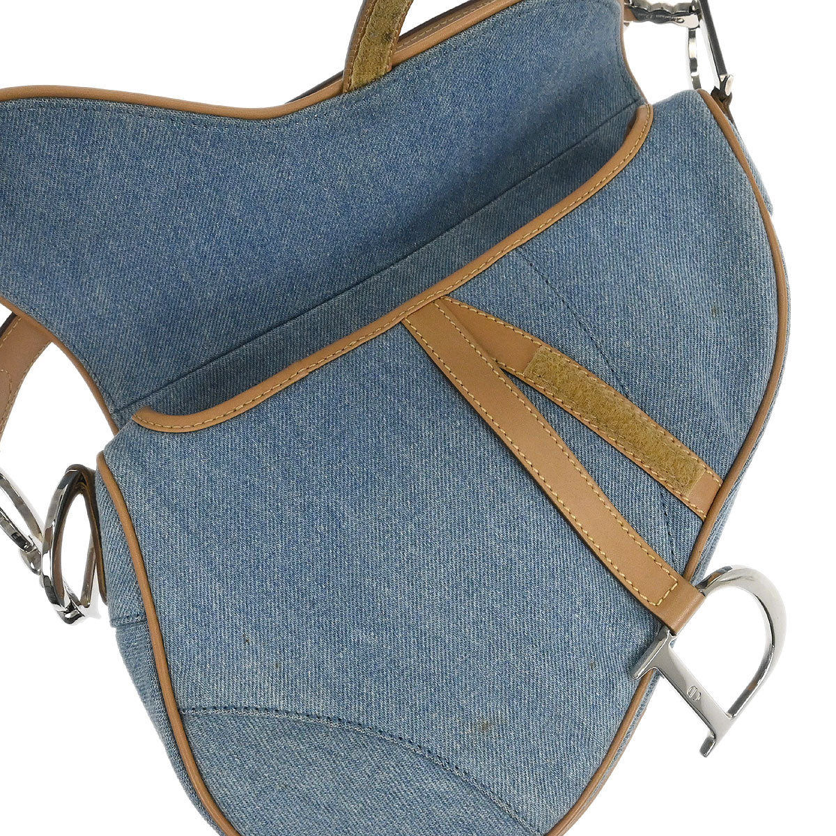 Christian Dior Light Blue Canvas Saddle Handbag - Image 7