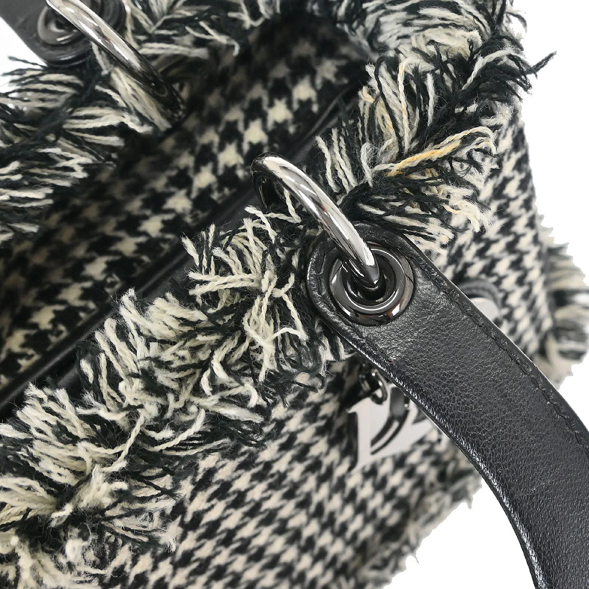 Christian Dior Black White Houndstooth Lady Dior 2way Handbag - Image 5