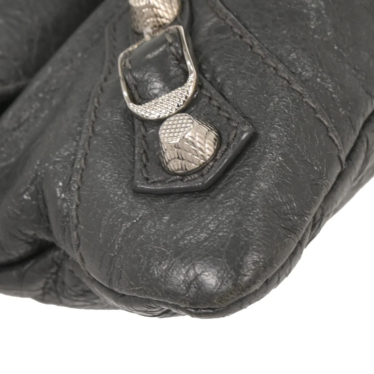 Balenciaga Gray Leather Envelope Shoulder Bag - Image 4