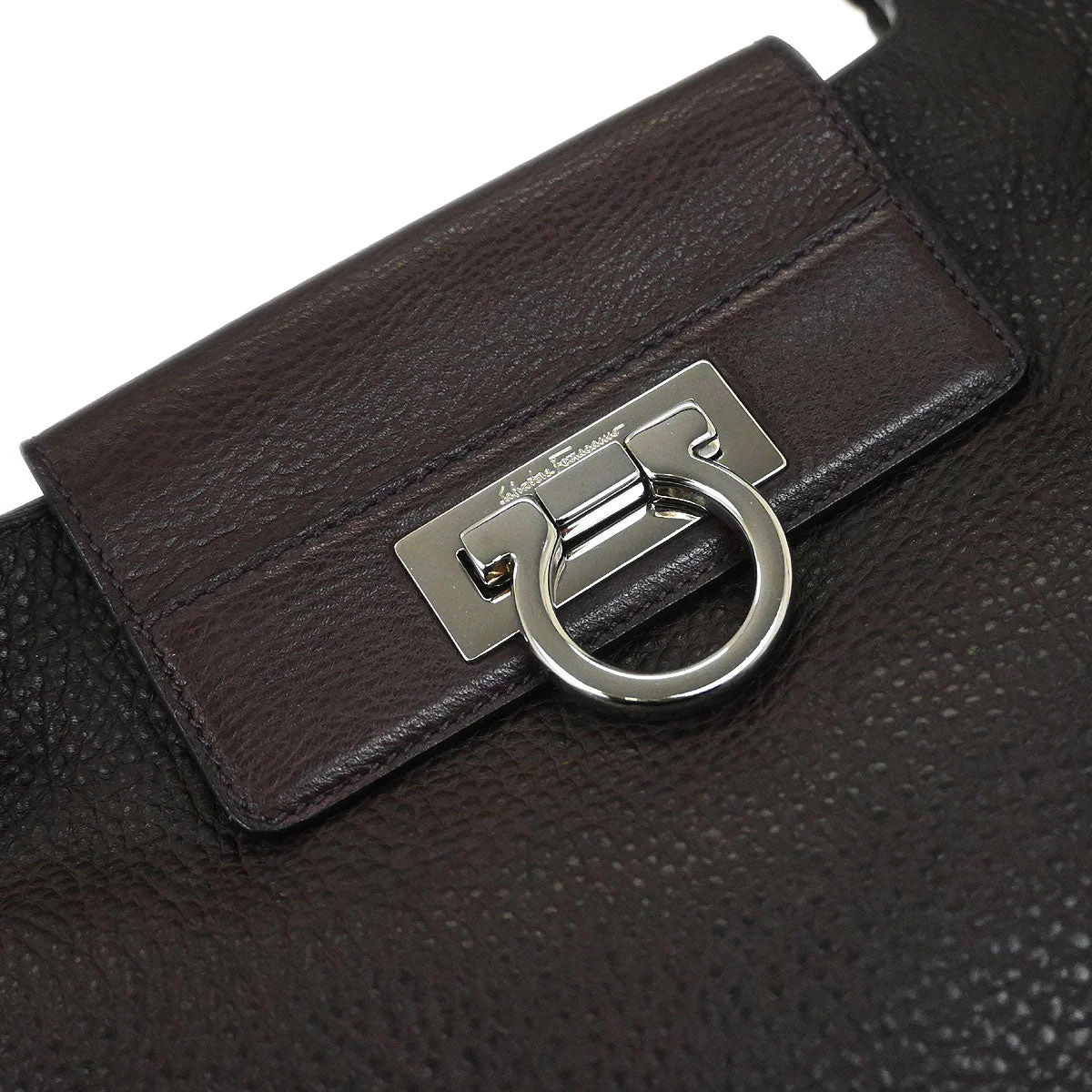 Salvatore Ferragamo Brown Gancini Handbag - Image 5
