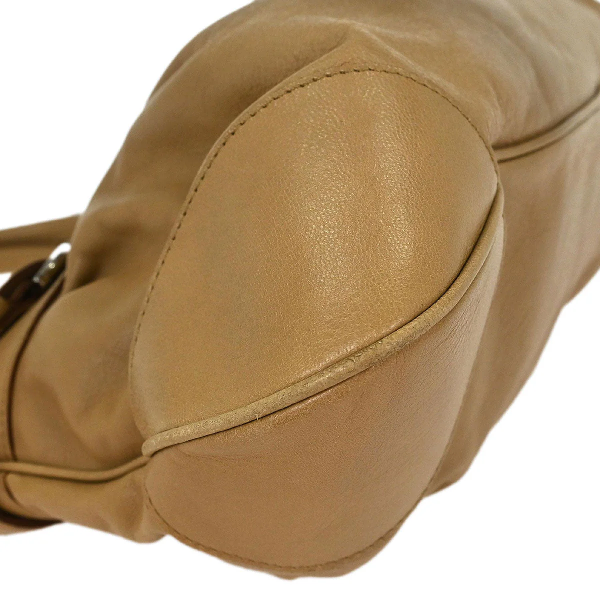 Salvatore Ferragamo Beige Leather Gancini Handbag - Image 3