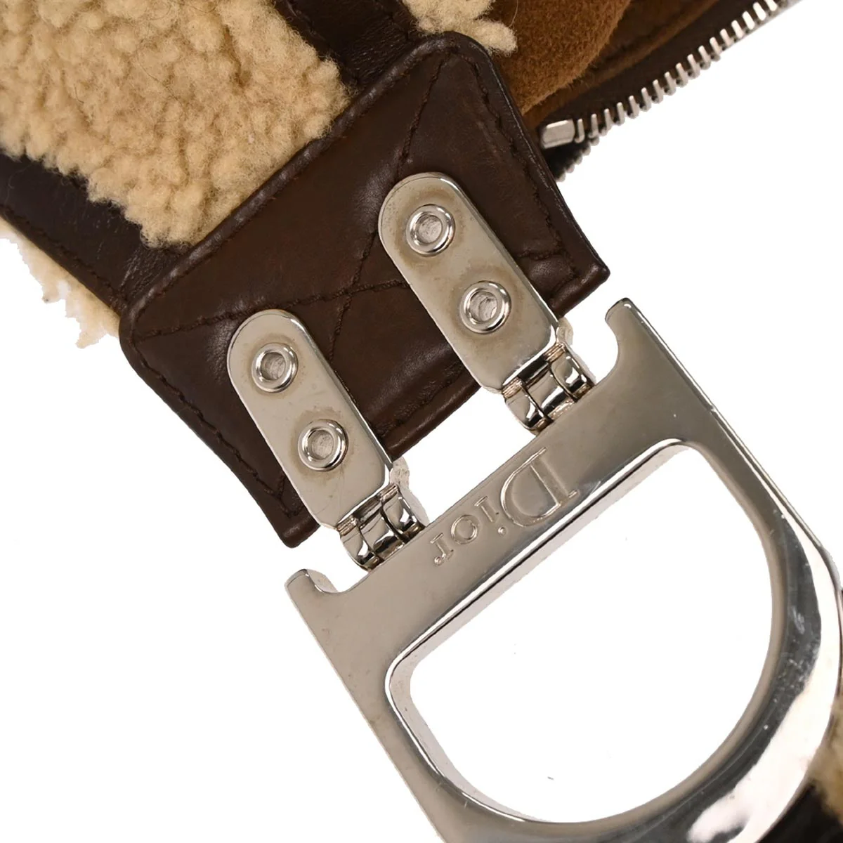 Christian Dior Brown Mouton Flight Shoulder Bag - Image 10