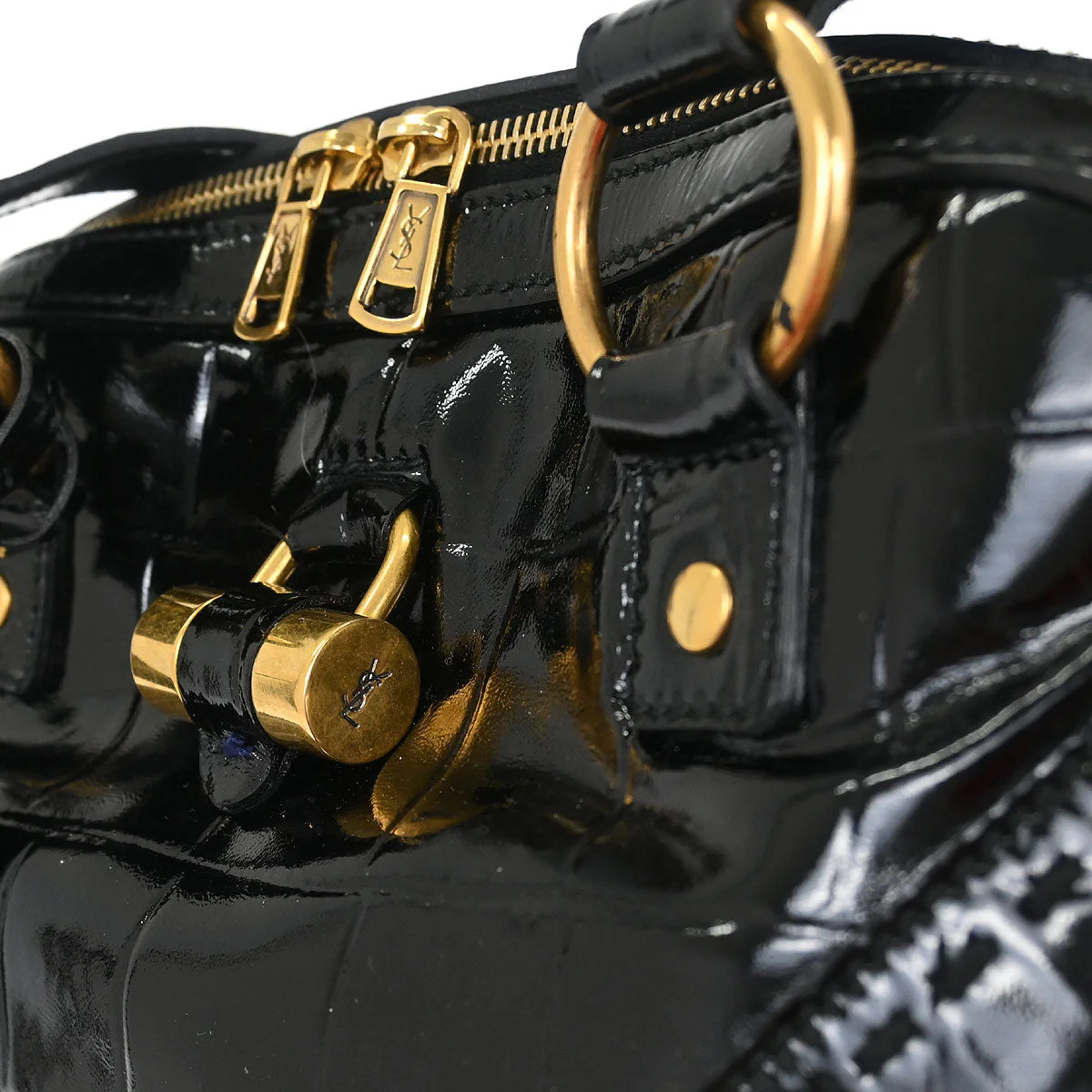Yves Saint Laurent Black Leather Rive Gauche Muse Handbag - Image 7