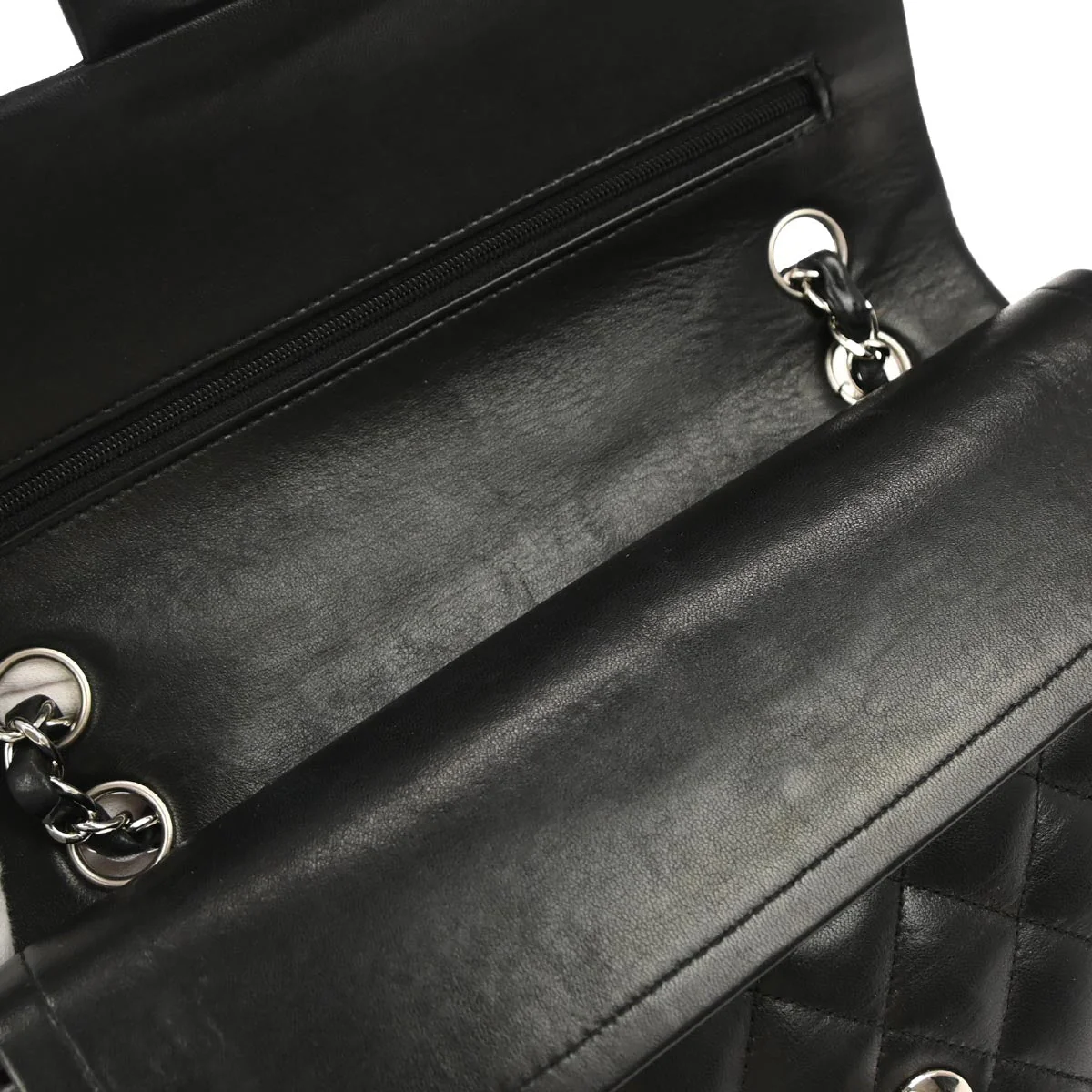 Chanel Black Lambskin Medium Classic Double Flap Shoulder Bag - Image 6