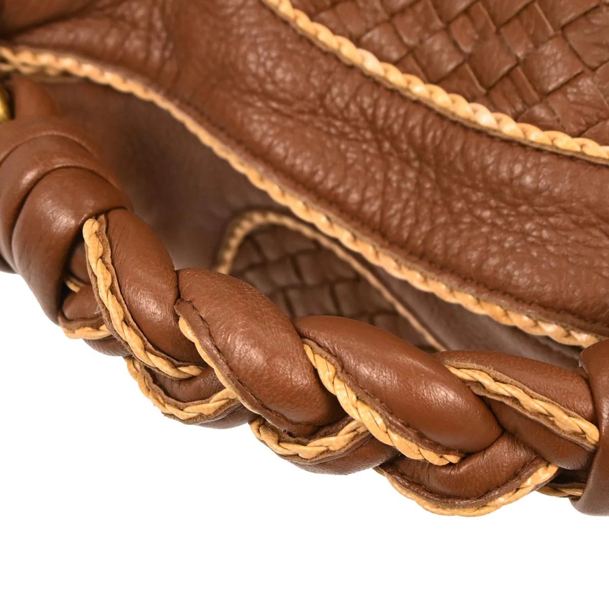 Bottega Veneta Brown Calfskin Intrecciato Handbag - Image 5