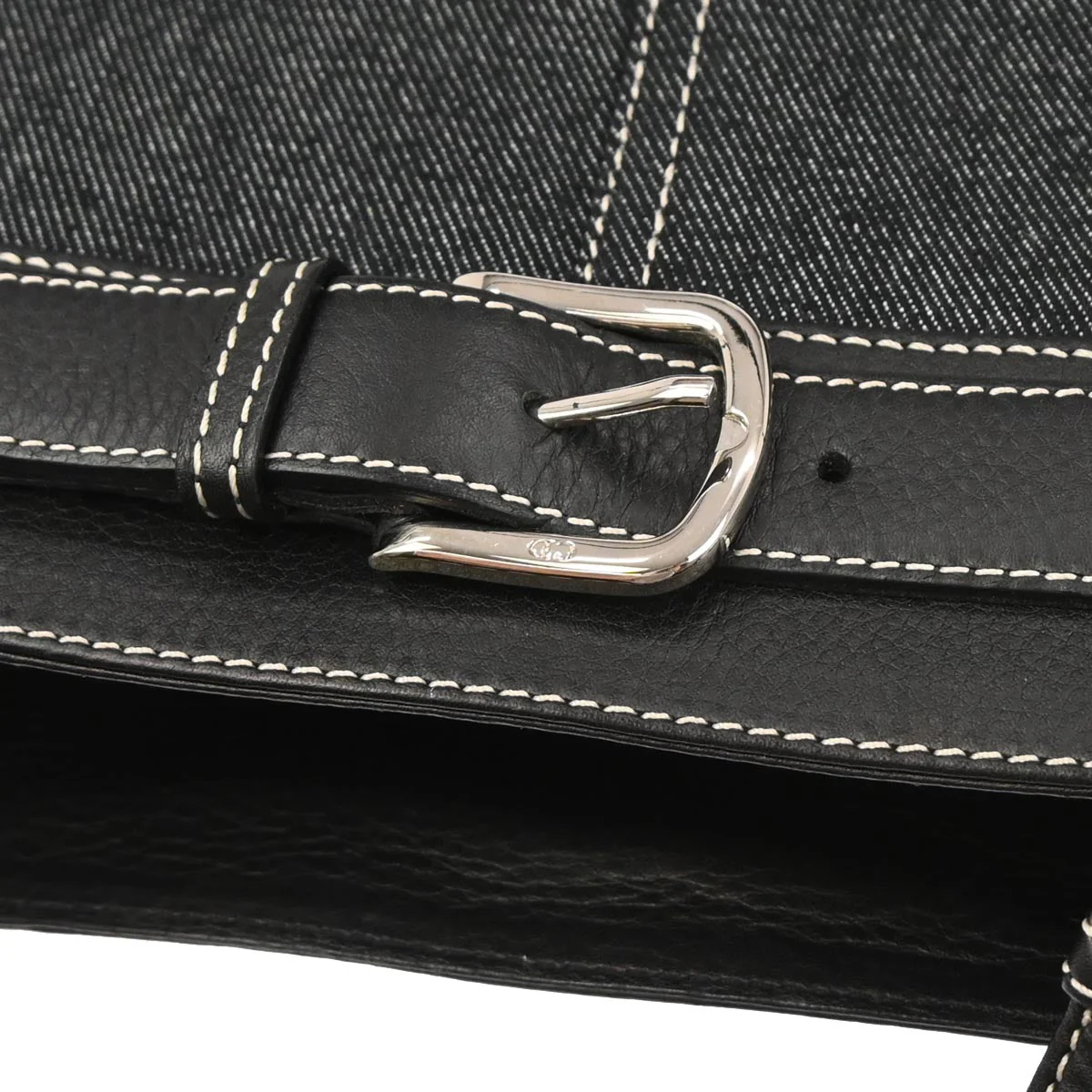 Christian Dior 2002 Navy Denim Belt Buckle Bag Handbag - Image 4