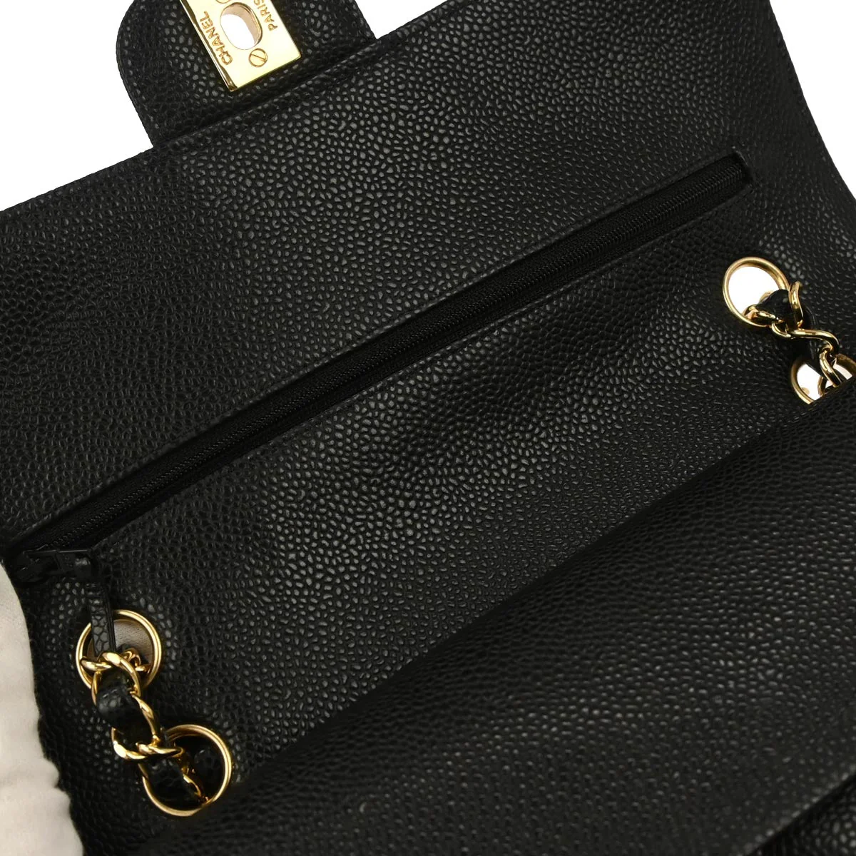 Chanel Black Caviar Skin Medium Classic Double Flap Shoulder Bag - Image 6