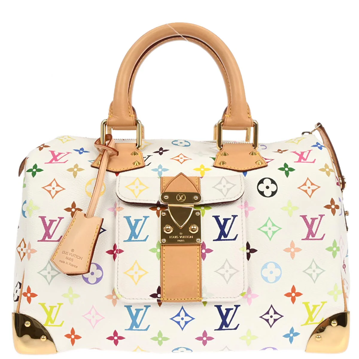 Louis Vuitton 2007 White Monogram Multicolor Speedy 30 Handbag M92643