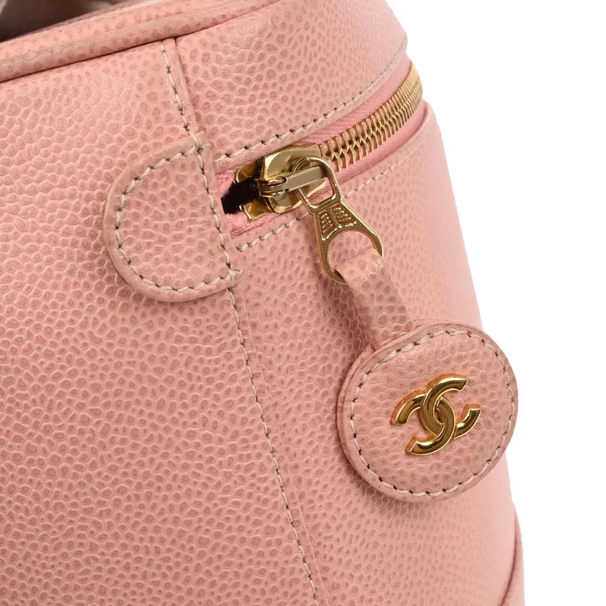 Chanel 2003-2004 Pink Caviar Skin Timeless Vanity Handbag - Image 6