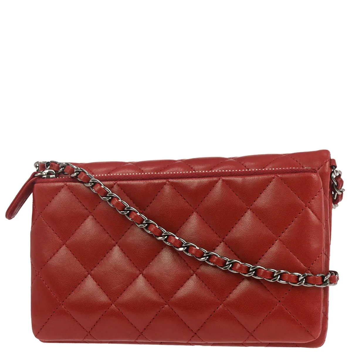 Chanel 2013-2014 Red Lambskin Flap Bag Shoulder Bag - Image 2
