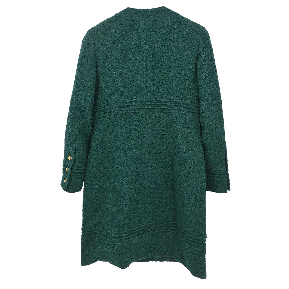 Chanel Single Breasted Collarless Coat Green - Image 2