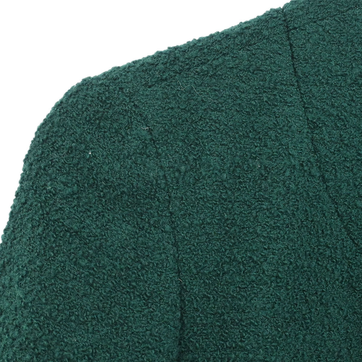 Chanel Single Breasted Collarless Coat Green - Image 3