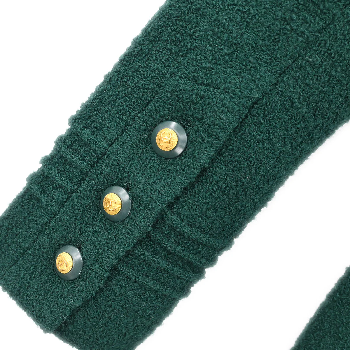 Chanel Single Breasted Collarless Coat Green - Image 6