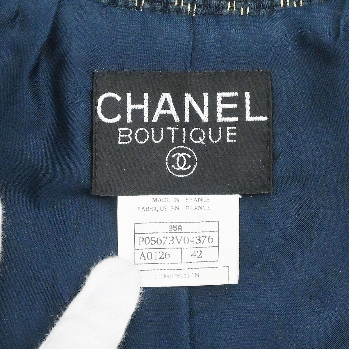 Chanel 1995 Single Breasted Jacket Navy #42 - Image 10