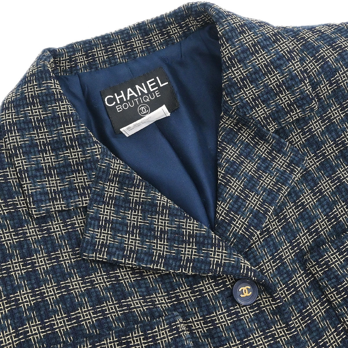 Chanel 1995 Single Breasted Jacket Navy #42 - Image 3