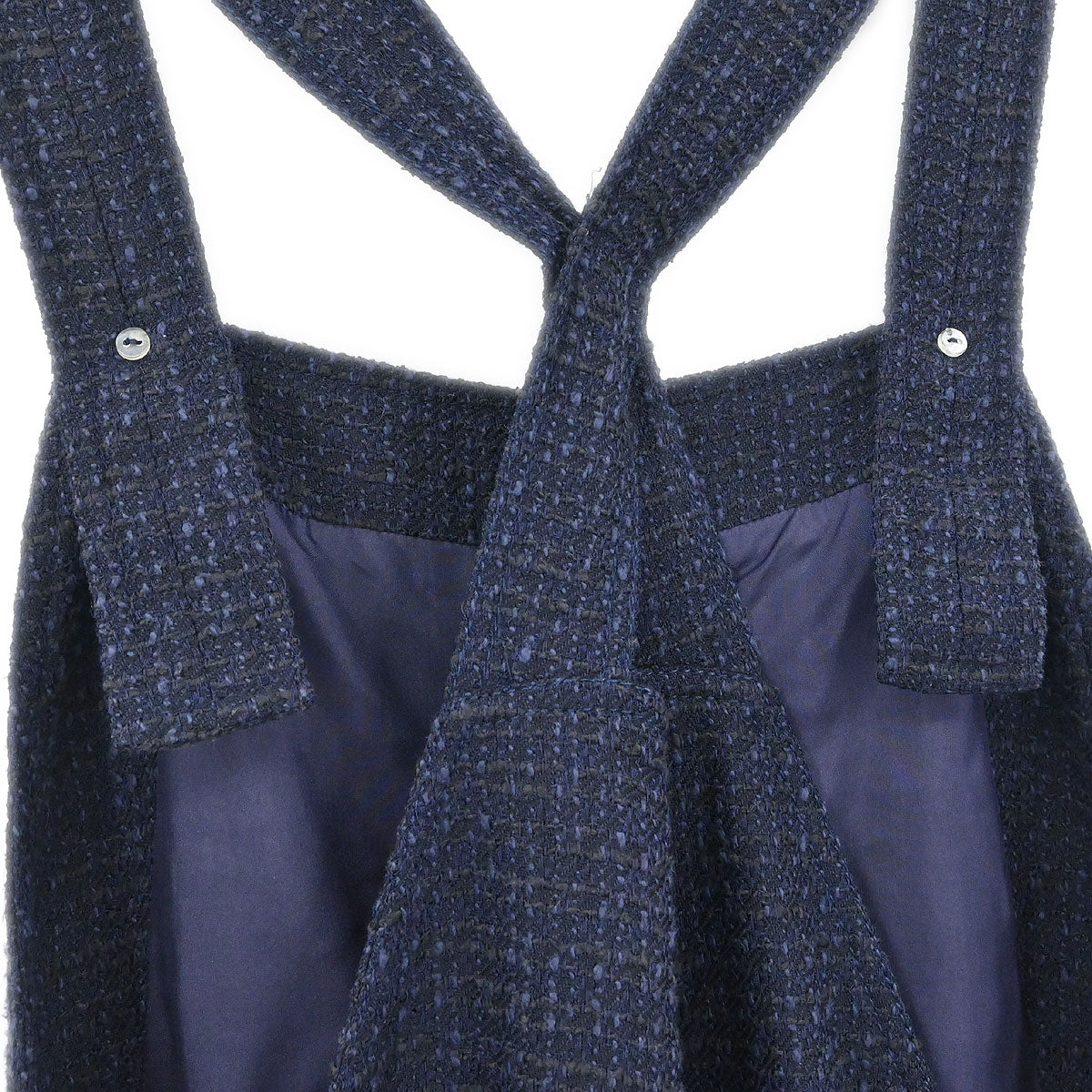 Chanel 2001 Jumpsuit Sleeveless Tweed Navy #38 - Image 3