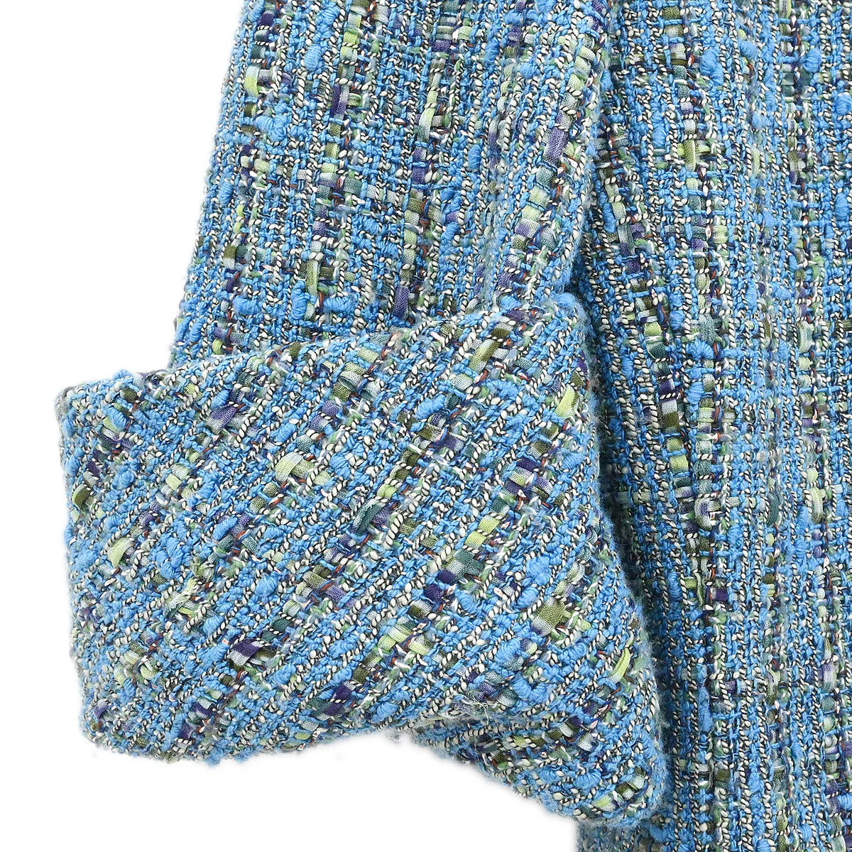 Chanel 2017 Short Sleeve Tweed Jacket Coat Blue #36 - Image 3