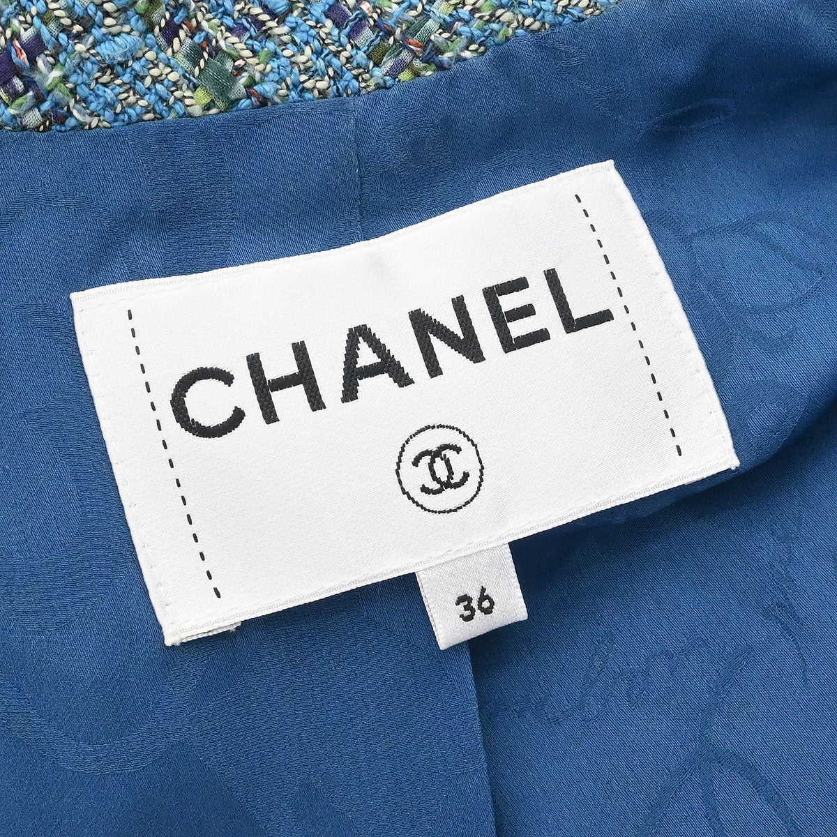 Chanel 2017 Short Sleeve Tweed Jacket Coat Blue #36 - Image 9