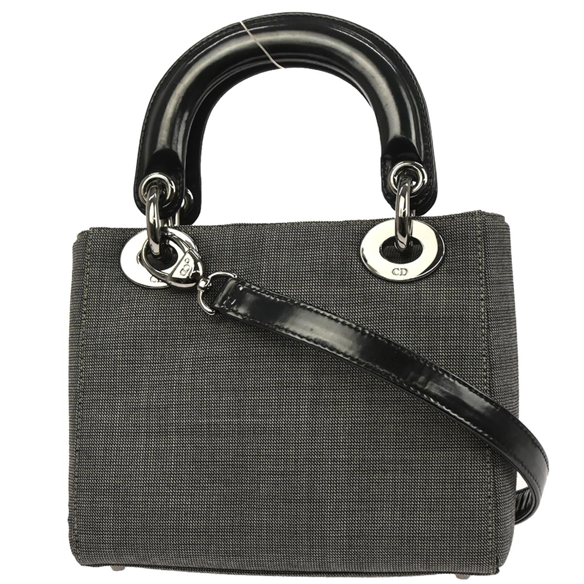 Christian Dior Gray Canvas Lady Dior 2way Shoulder Handbag - Image 2