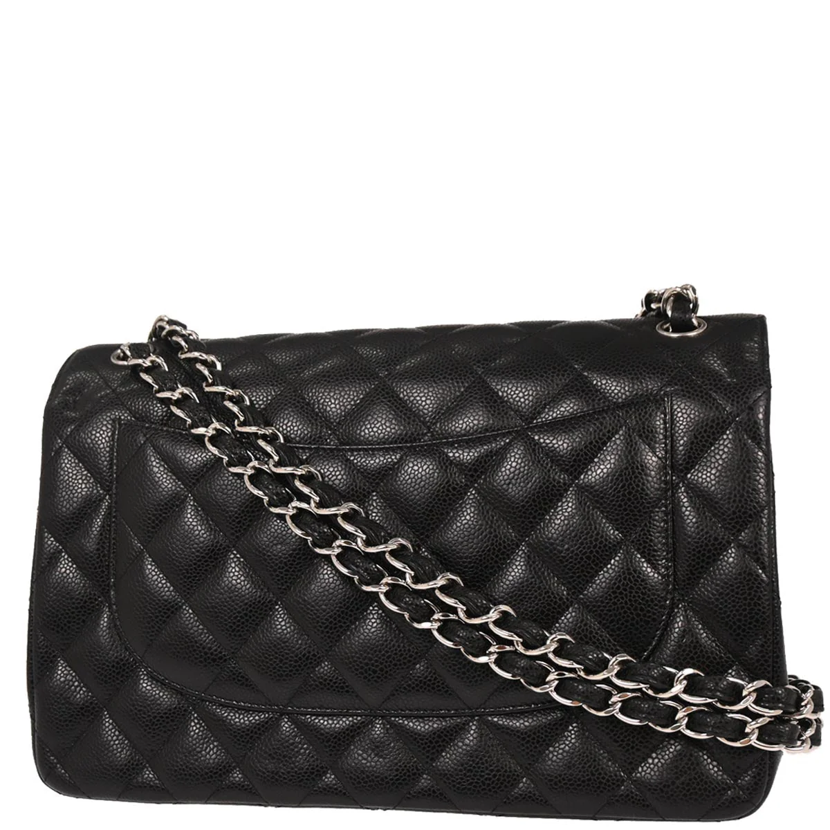 Chanel 2016-2017 Black Caviar Skin Jumbo Classic Double Flap Shoulder Bag - Image 2