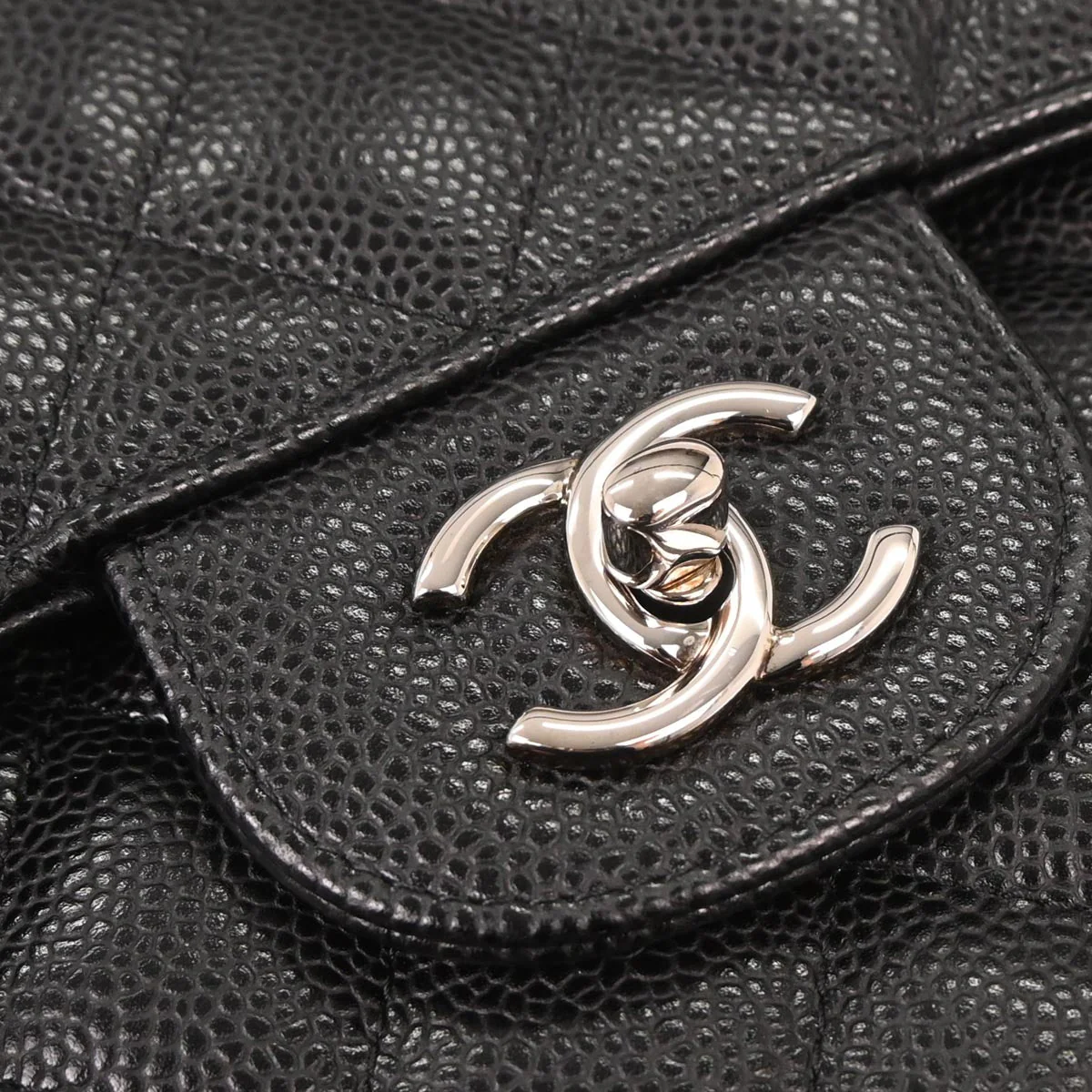 Chanel 2016-2017 Black Caviar Skin Jumbo Classic Double Flap Shoulder Bag - Image 5
