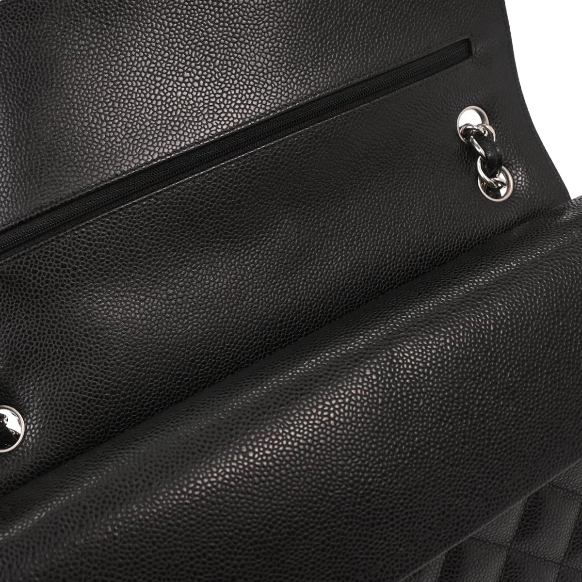 Chanel 2016-2017 Black Caviar Skin Jumbo Classic Double Flap Shoulder Bag - Image 6