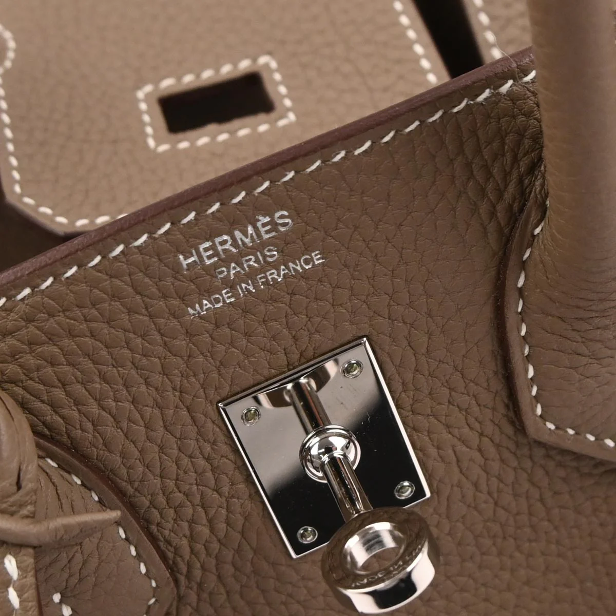 Hermes Etoupe Gray Togo Birkin 25 Handbag - Image 10