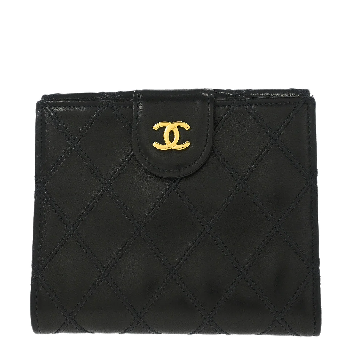Chanel 1991-1994 Black Lambskin Bicolore Wallet