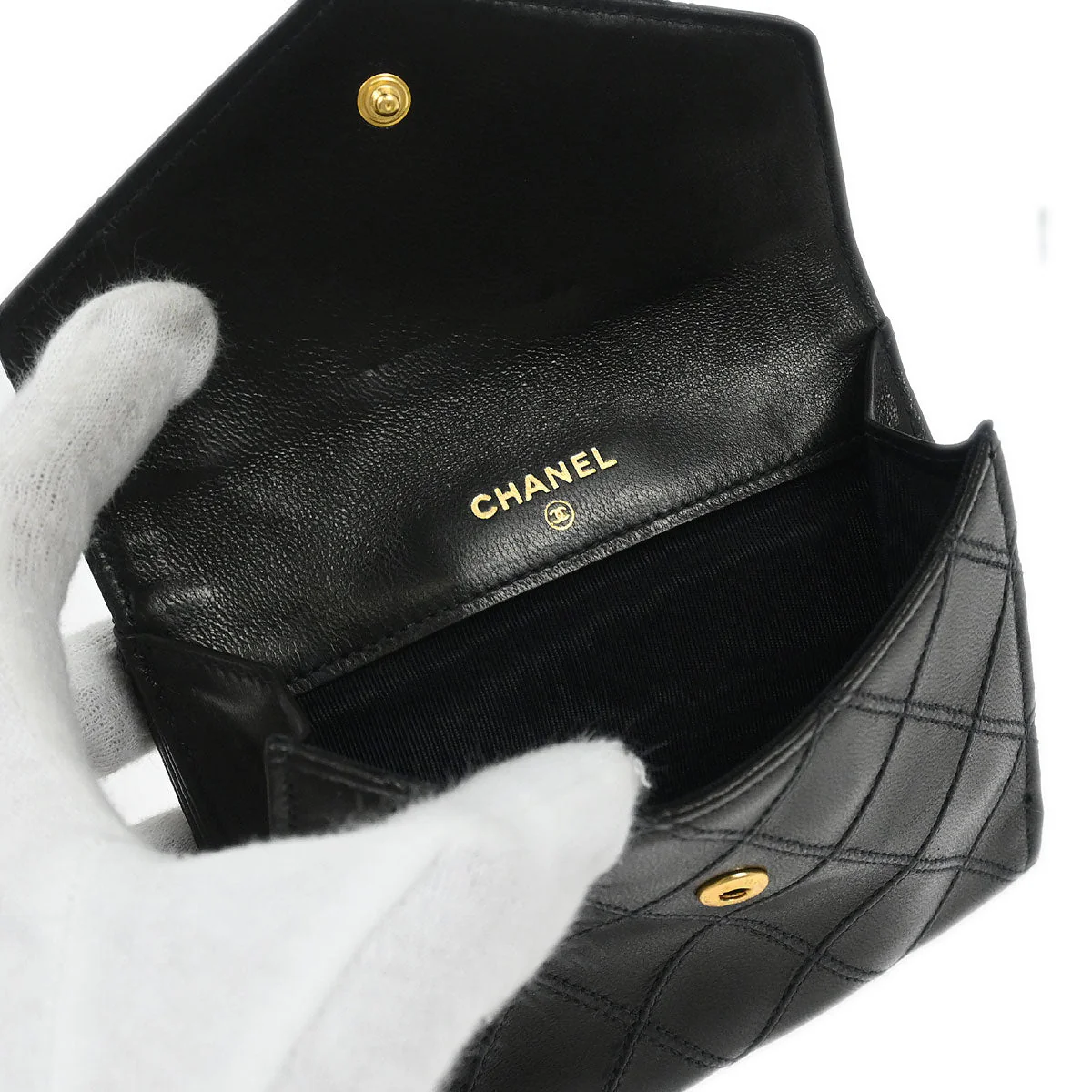 Chanel 1991-1994 Black Lambskin Bicolore Wallet - Image 3