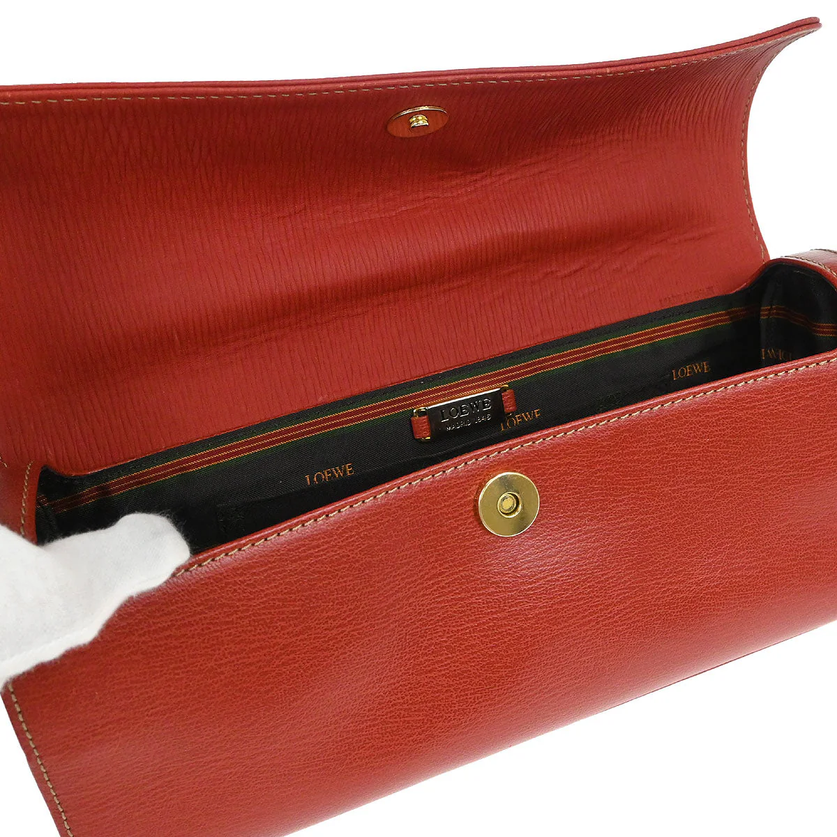Loewe Red Leather Velasquez Handbag - Image 7