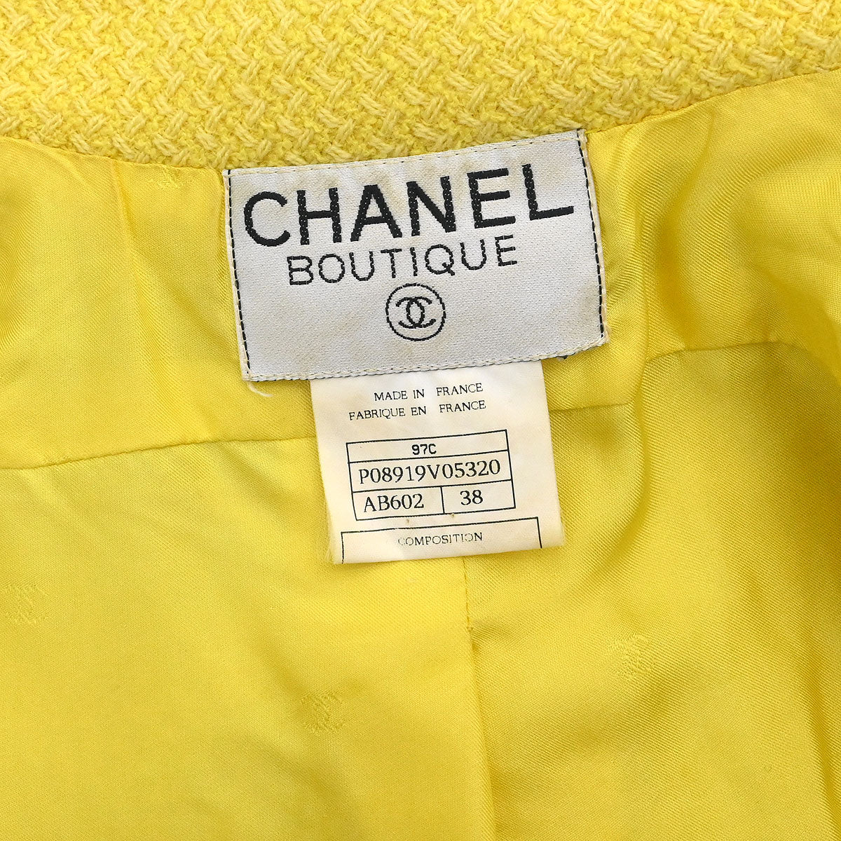 Chanel 1997 Single Breasted Jacket Yellow #38 - Image 10