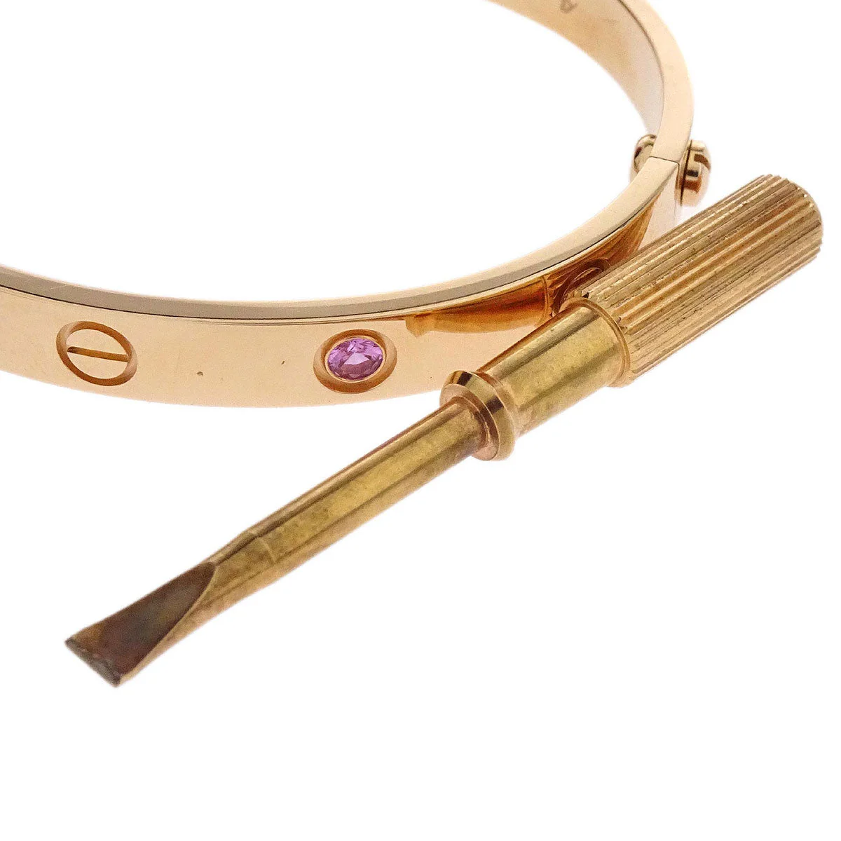 Cartier Love Bracelet Bangle 750 Pink Sapphire #16 Jewelry - Image 6