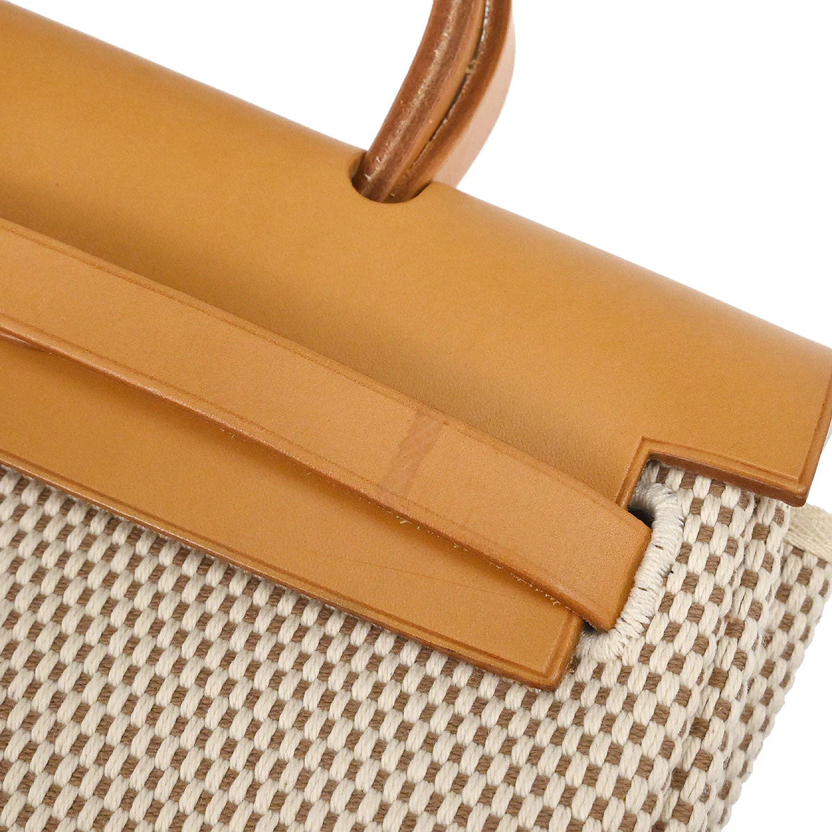 Hermes Beige Toile GM Herbag PM 2way Shoulder Handbag - Image 5