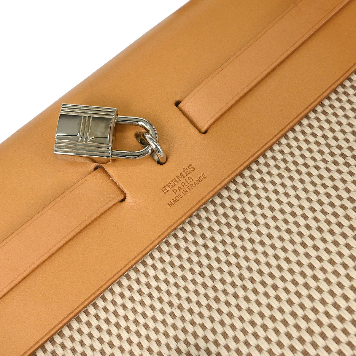 Hermes Beige Toile GM Herbag PM 2way Shoulder Handbag - Image 6