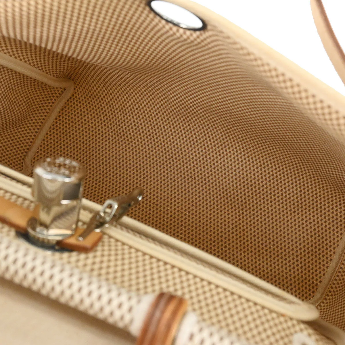 Hermes Beige Toile GM Herbag PM 2way Shoulder Handbag - Image 9