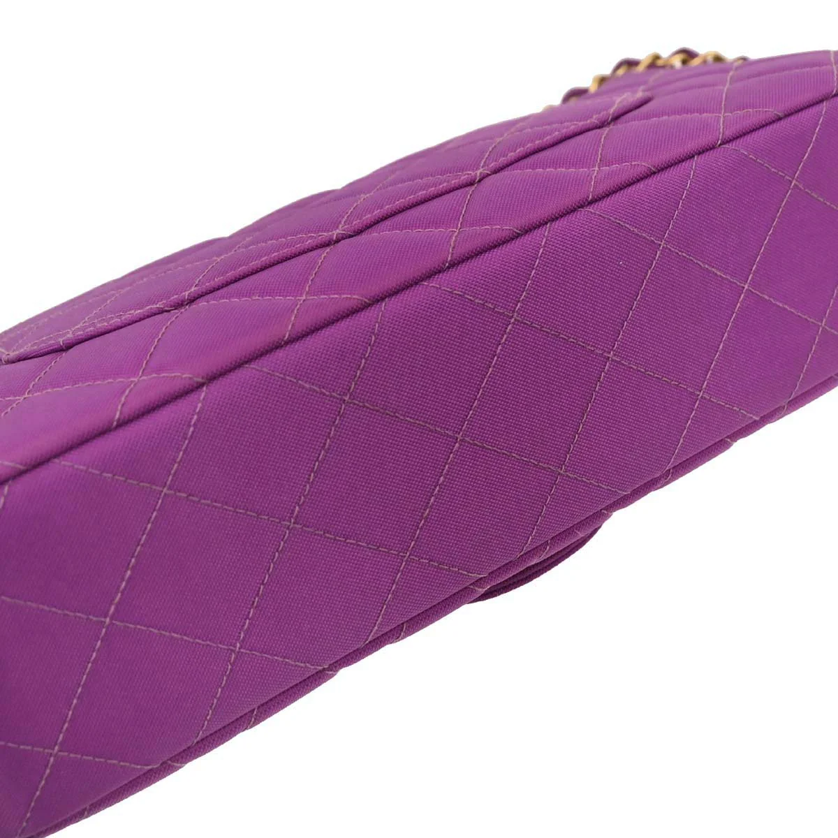 Chanel Purple Nylon Single Flap Shoulder Bag - Image 4