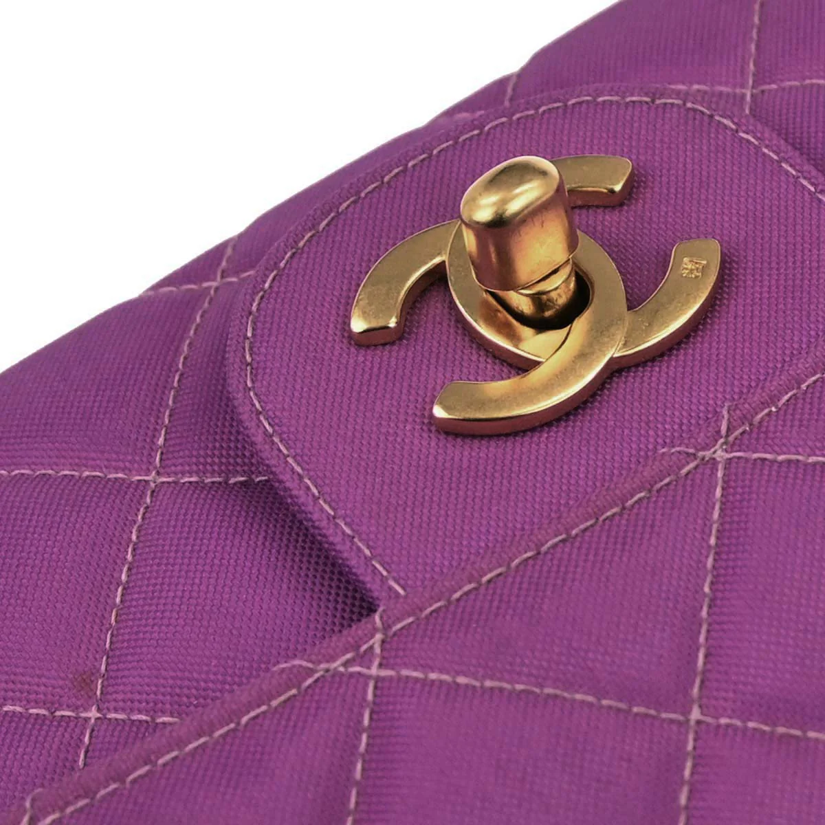 Chanel Purple Nylon Single Flap Shoulder Bag - Image 5
