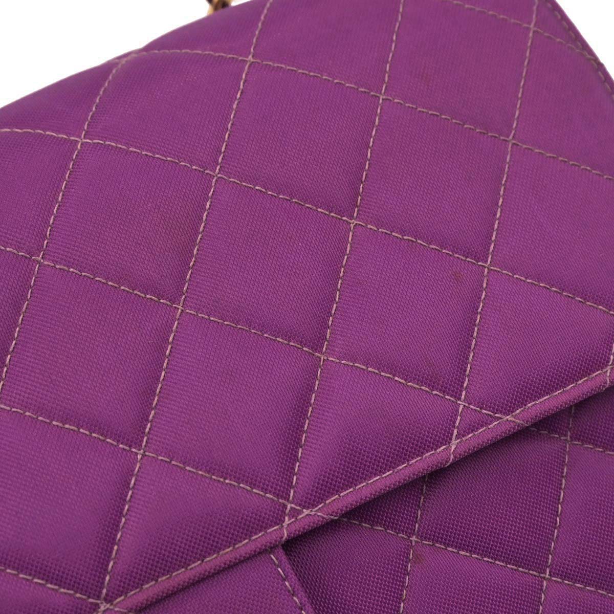 Chanel Purple Nylon Single Flap Shoulder Bag - Image 6