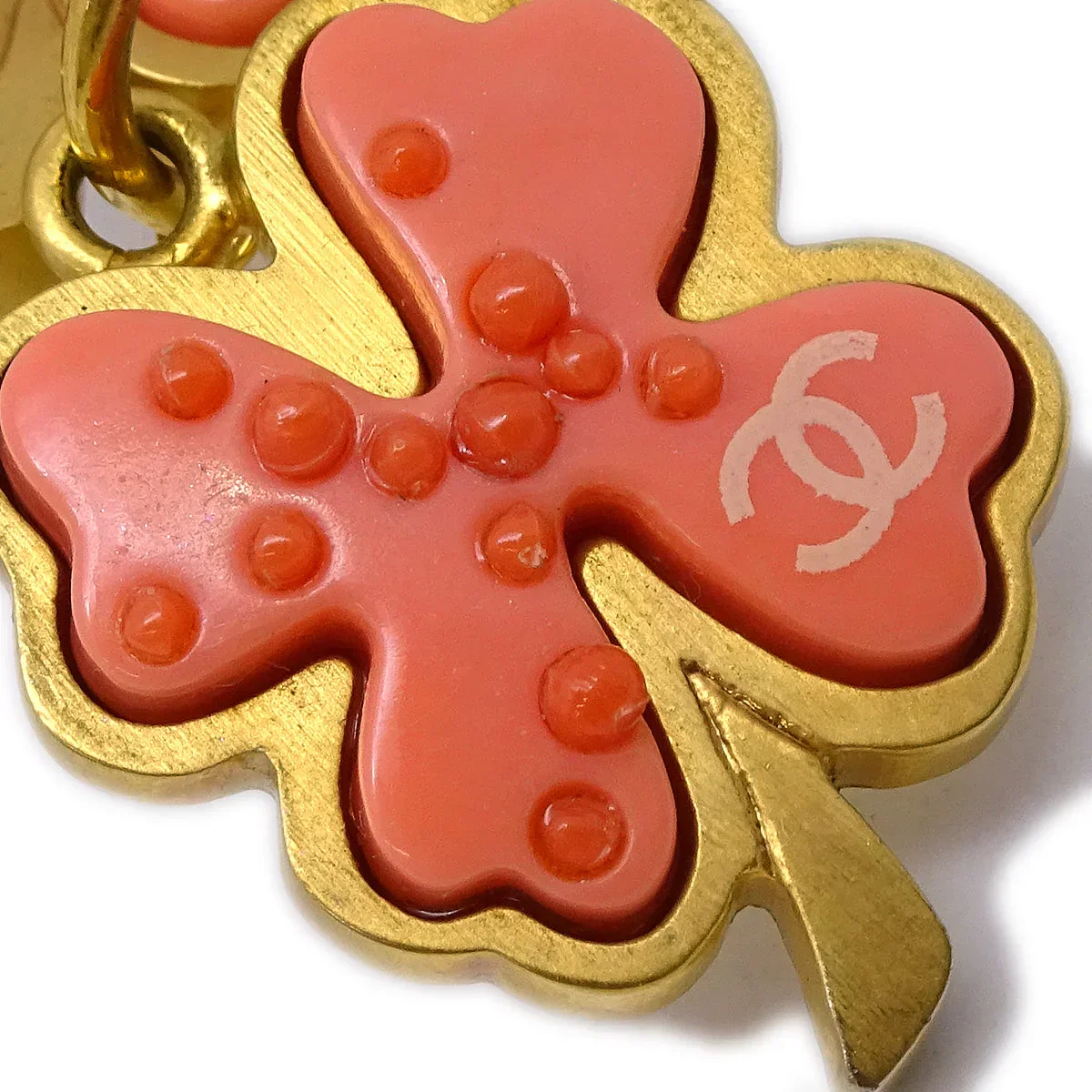 Chanel Clover Dangle Piercing Earrings Gold 03P - Image 2