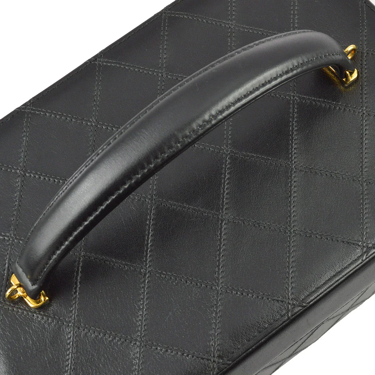 Chanel 1994-1996 Black Lambskin Bicolore Vanity 2way Handbag - Image 3