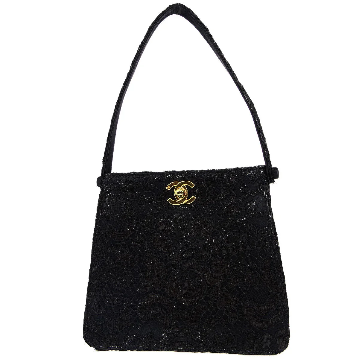 Chanel * 1997-1999 Black Satin Double Sided Turnlock Handbag - Image 2
