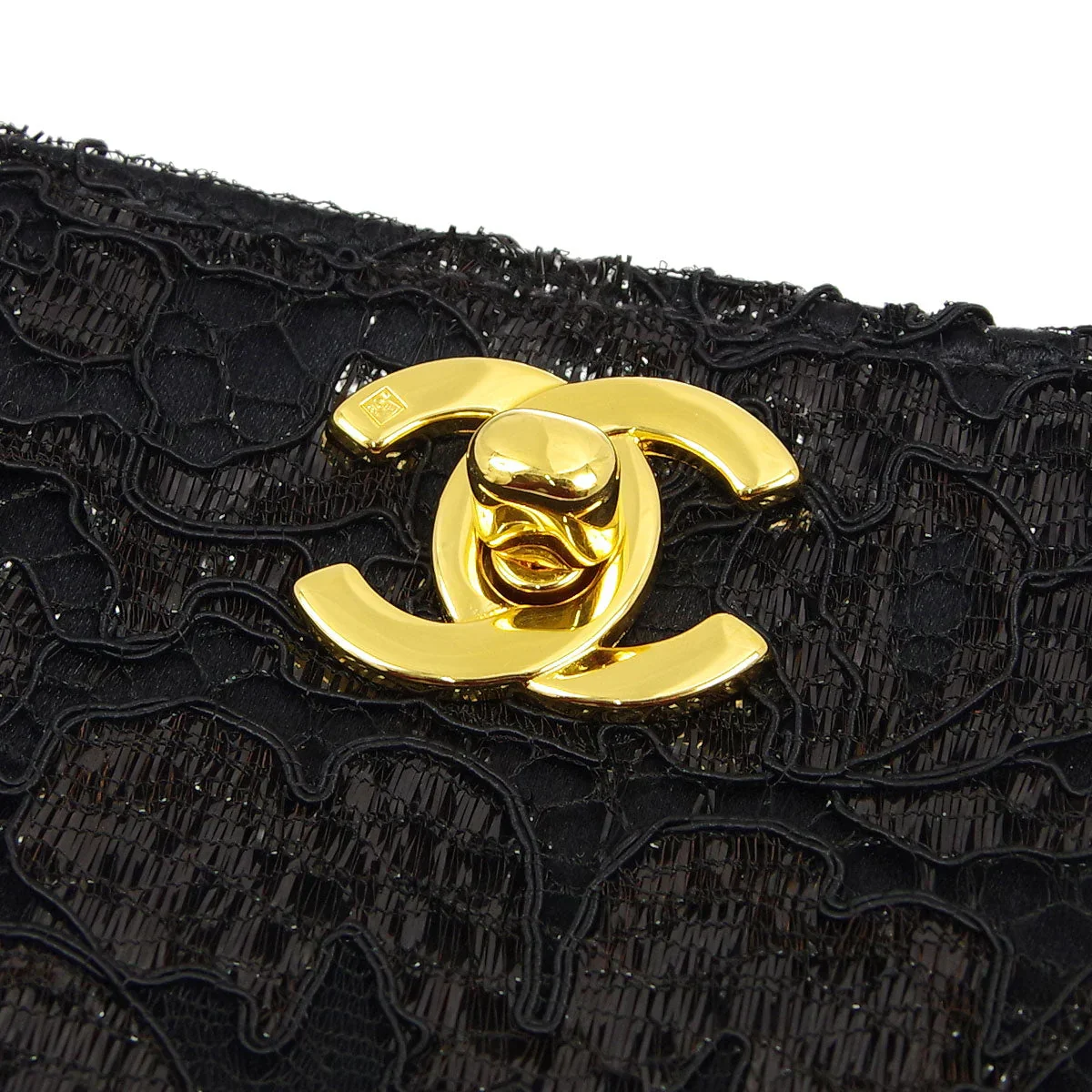 Chanel * 1997-1999 Black Satin Double Sided Turnlock Handbag - Image 4