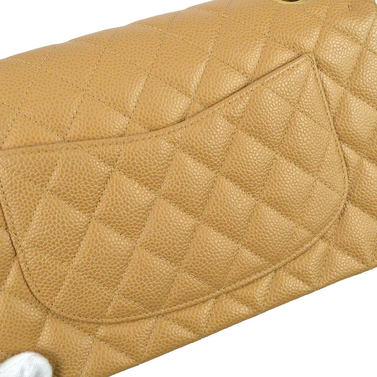 Chanel 2003-2004 Beige Caviar Medium Classic Double Flap Bag - Image 3